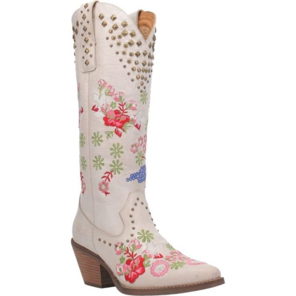 DINGO WOMEN'S POPPY LEATHER BOOT-WHITE | CANADA OUTLET