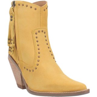 DINGO WOMEN'S CLASSY N' SASSY LEATHER BOOTIE-YELLOW SUEDE | CANADA OUTLET