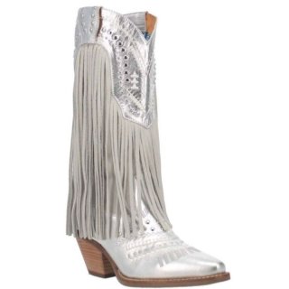 DINGO WOMEN'S GYPSY LEATHER BOOT-SILVER | CANADA OUTLET