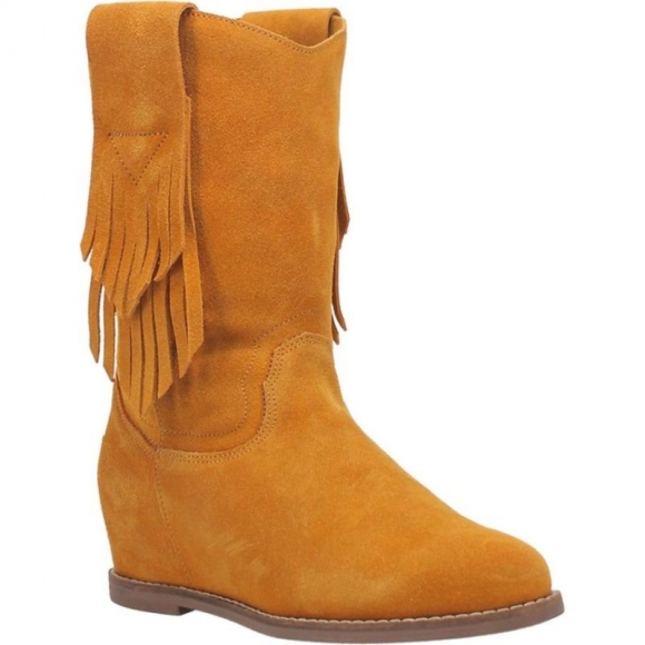 DINGO WOMEN'S KELSEY LEATHER BOOTIE-MUSTARD | CANADA OUTLET