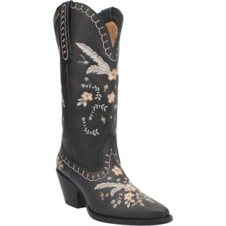 DINGO WOMEN'S FULL BLOOM LEATHER BOOT-BLACK | CANADA OUTLET