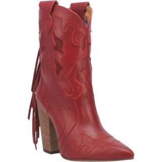 DINGO WOMEN'S LADY'S NIGHT LEATHER BOOTIE-RED | CANADA OUTLET