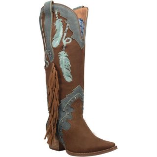 DINGO WOMEN'S DREAM CATCHER LEATHER BOOT-BROWN BLUE | CANADA OUTLET