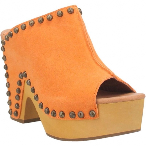 DINGO WOMEN'S PEACE N' LOVE LEATHER CLOG-ORANGE | CANADA OUTLET