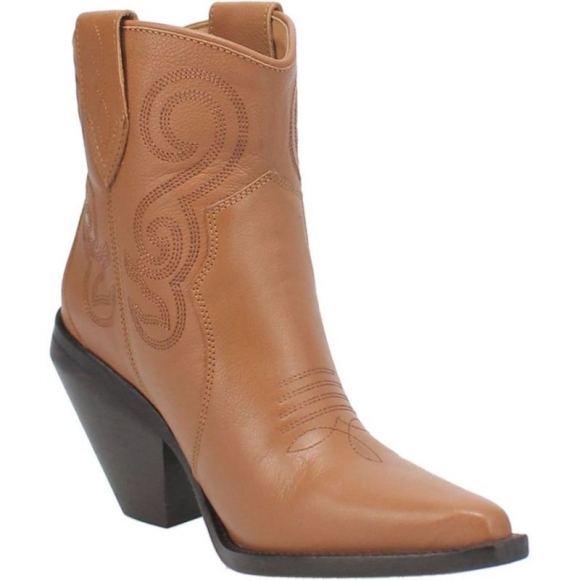 DINGO WOMEN'S PRETTY N' PRISSY LEATHER BOOTIE-CAMEL | CANADA OUTLET