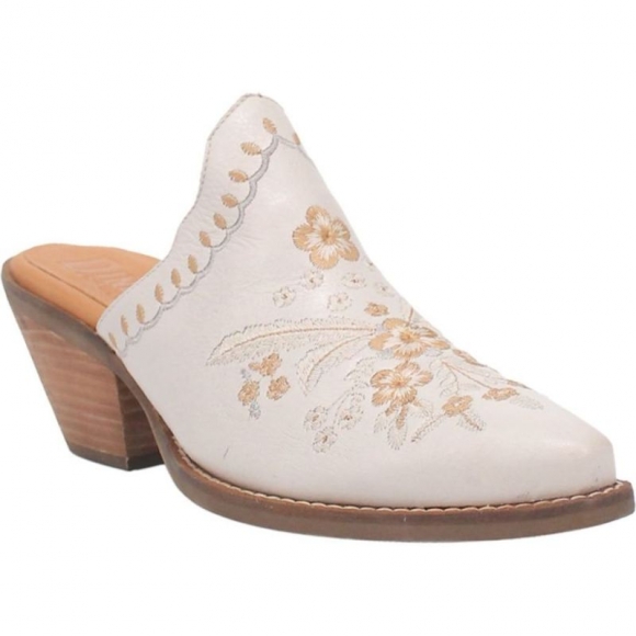 DINGO WOMEN'S WILDFLOWER LEATHER MULE-WHITE | CANADA OUTLET