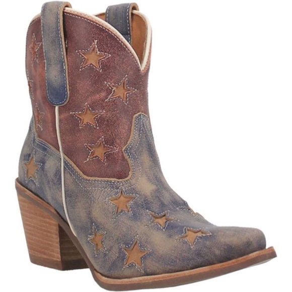 DINGO WOMEN'S LIBERTY LEATHER BOOTIE-BLUE | CANADA OUTLET