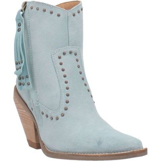 DINGO WOMEN'S CLASSY N' SASSY LEATHER BOOTIE-BLUE SUEDE | CANADA OUTLET