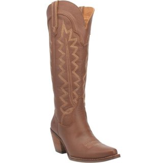 DINGO WOMEN'S HIGH COTTON LEATHER BOOT-BROWN | CANADA OUTLET