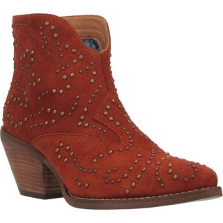 DINGO WOMEN'S DENIM N DIAMONDS LEATHER BOOTIE-RUST | CANADA OUTLET