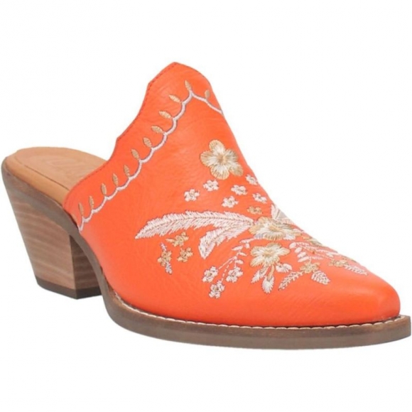 DINGO WOMEN'S WILDFLOWER LEATHER MULE-ORANGE | CANADA OUTLET