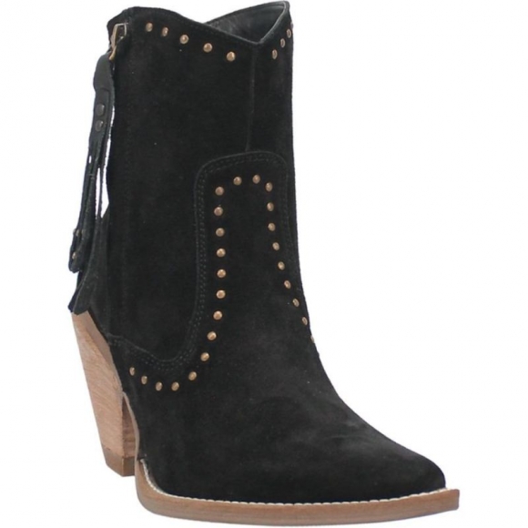 DINGO WOMEN'S CLASSY N' SASSY LEATHER BOOTIE-BLACK SUEDE | CANADA OUTLET