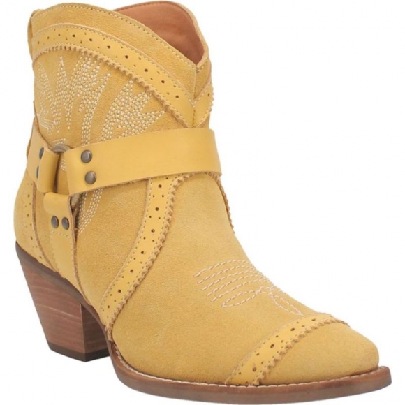 DINGO WOMEN'S GUMMY BEAR LEATHER BOOTIE-YELLOW SUEDE | CANADA OUTLET