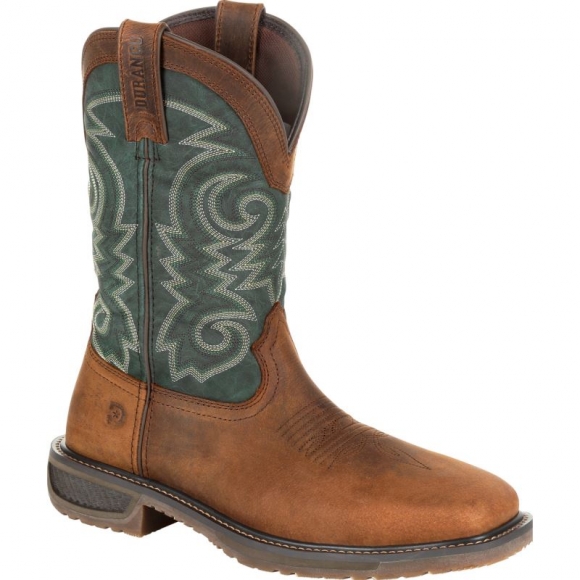 Durango Men's WorkHorse Steel Toe Western Work Boot-Bridle Brown And Evergreen