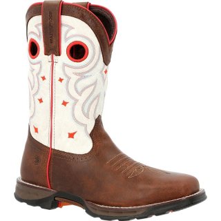 Durango Women's Maverick Steel Toe Waterproof Western Work Boot-Sable Brown White