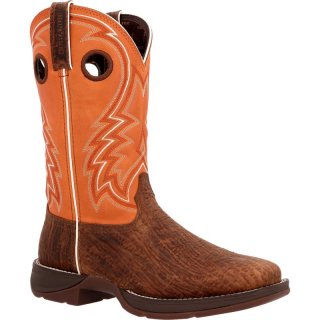 Durango Men's Rebel by Durango Cedar Bark and Monarch Orange Western Boot-Acorn And Cobalt Blue