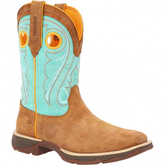 Durango Women's Lady Rebel by Durango Dusty Brown Sky Blue Western Boot-Dusty Brown Sky Blue