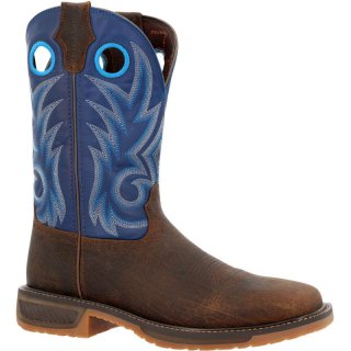 Durango Men's WorkHorse Worn Saddle and Denim Blue Western Work Boot-Worn Brown And Chili Pepper