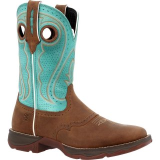 Durango Women's Lady Rebel by Durango Tan Seashore Blue Saddle Western Boot-Hickory And Turquoise