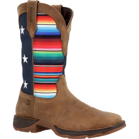 Durango Women's Lady Rebel by Durango Dusty Brown Serape Flag Western Boot-Gunmetal Blue