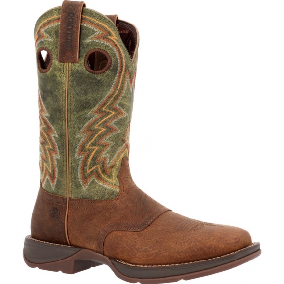 Durango Men's Rebel by Durango Dark Chestnut and Hunter Green Western Boot-Briar Brown/Vintage Texas Flag