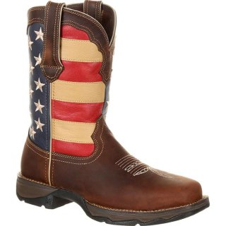 Durango Women's Lady Rebel Work by Durango Steel Toe Patriotic Flag Work Boot-Brown And Union Flag