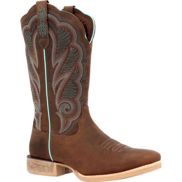 Durango Women's Lady Rebel Pro Juniper Brown Western Boot-Dark Chestnut And Hunter Green