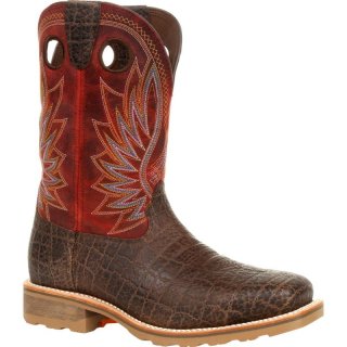 Durango Men's Maverick Pro Steel Toe Waterproof Western Work Boot-Safari Elephant And Crimson