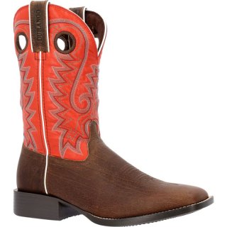 Durango Men's Westward Dark Hickory and Chili Red Western Boot-Mint Ash Cement