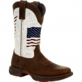 Durango Women's Lady Rebel by Durango Distressed Flag Embroidery Western Boot-Bay Brown And White