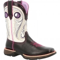 Durango Women's Lady Rebel by Durango Raven Black White Western Boot-Dark Hickory And Chili Red