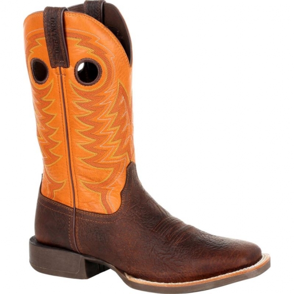 Durango Men's Rebel Pro Orange Western Boot-Bay Brown And Monarch Orange