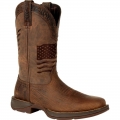 Durango Men's Rebel by Durango Brown Distressed Flag Embroidery Western Boot-Acorn