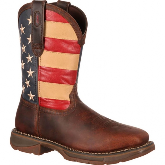 Durango Men's Rebel by Durango Steel Toe Flag Western Flag Boot-Dark Brown And Union Flag