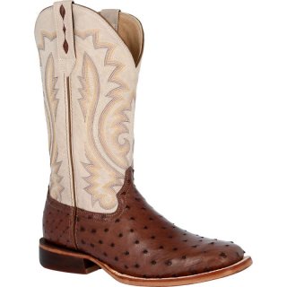 Durango Men's Premium Exotics Bone Full-Quill Ostrich Western Boot-Sable Ostrich And Bone