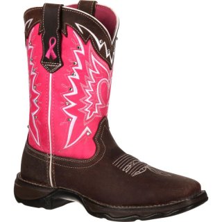 Durango Women's Benefiting Stefanie Spielman Western Boot-Dark Brown And Pink