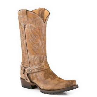 ROPER | MEN'S DISTRESSED WAXY BROWN VAMP SHAFT BANDIT TOE BOOT WITH HARNESS-BROWN