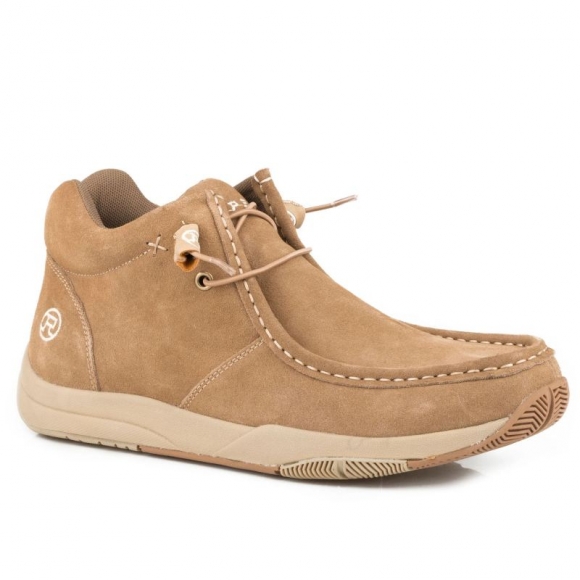 ROPER | MEN'S TAN SUEDE LEATHER CHUKKA WITH TWO EYELETS ELASTIC LACES-TAN