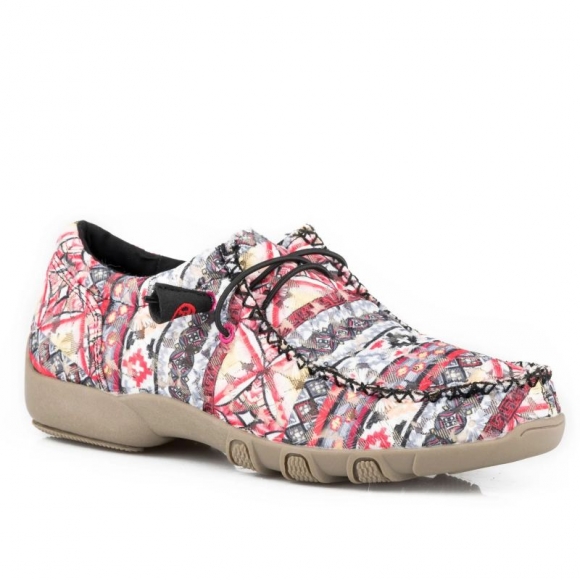 ROPER | WOMEN'S PINK AZTEC CANVAS CHUKKA WITH TWO EYELETS ELASTIC LACES-PINK