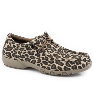 ROPER | WOMEN'S TAN LEOPARD CANVAS CHUKKA WITH TWO EYELETS ELASTIC LACES-TAN