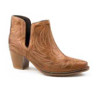 ROPER | WOMEN'S TAN BURNISHED LEATHER ANKLE BOOT-TAN