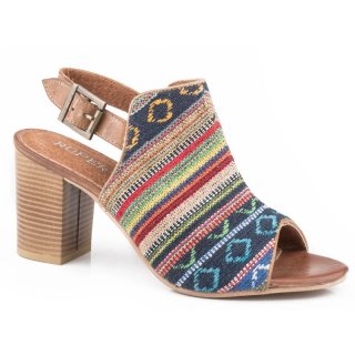 ROPER | WOMEN'S SERAPE VAMP WITH TAN LEATHER STRAPS FASHION OPEN TOE SANDAL-TAN