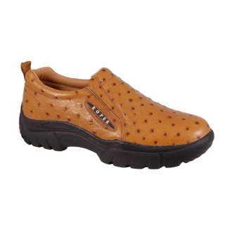 ROPER | MEN'S PERFORMANCE SLIP ON TAN LEATHER EMBOSSED OSTRICH-TAN