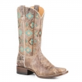 ROPER | WOMEN'S BROWN VAMP SHAFT BOOT WITH NATIVE EMBROIDERED SHAFT-BROWN