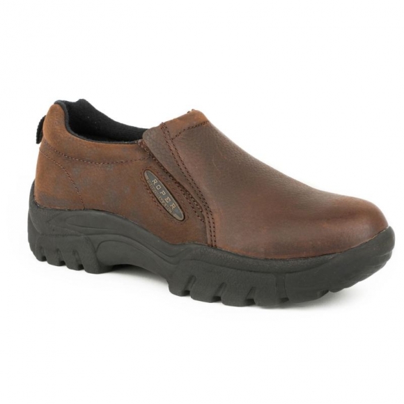 ROPER | MEN'S PERFORMANCE SLIP ON TIMELESS BASIC DARK BROWN LEATHERS-BROWN