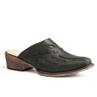 ROPER | WOMEN'S SNIP TOE BLACK OPEN BACK MULE-BLACK