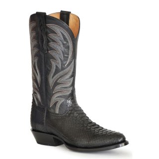 ROPER | MEN'S BLACK BACKCUT PYTHON VAMP R TOE BOOT WITH BLACK SHAFT-BLACK