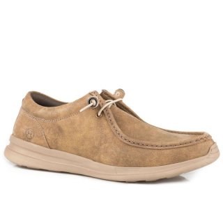 ROPER | MEN'S TAN VINTAGE LEATHER CHUKKA WITH TWO EYELETS ELASTIC LACES-TAN