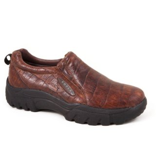 ROPER | MEN'S PERFORMANCE SLIP ON REDDISH BROWN EMBOSSED CROC LEATHER-BROWN