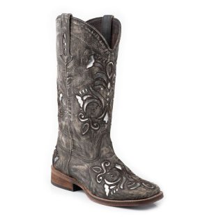 ROPER | WOMEN'S 12 IN LEATHER BOOT WITH UNDERAY ON VAMP AND SHAFT-TAN